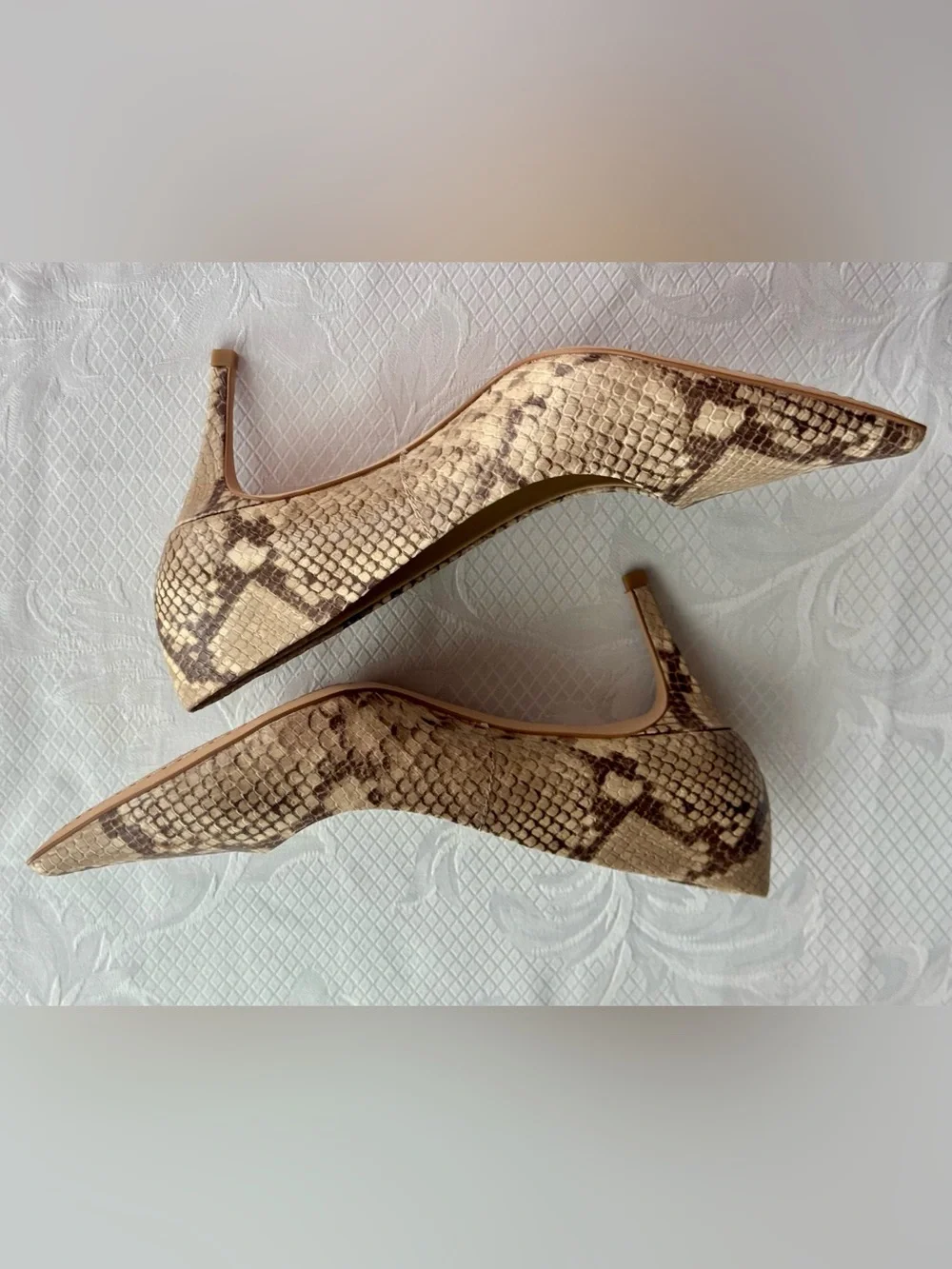 SOLD! Vince Camuto Beige Snake-Print Pointed Toe Pumps